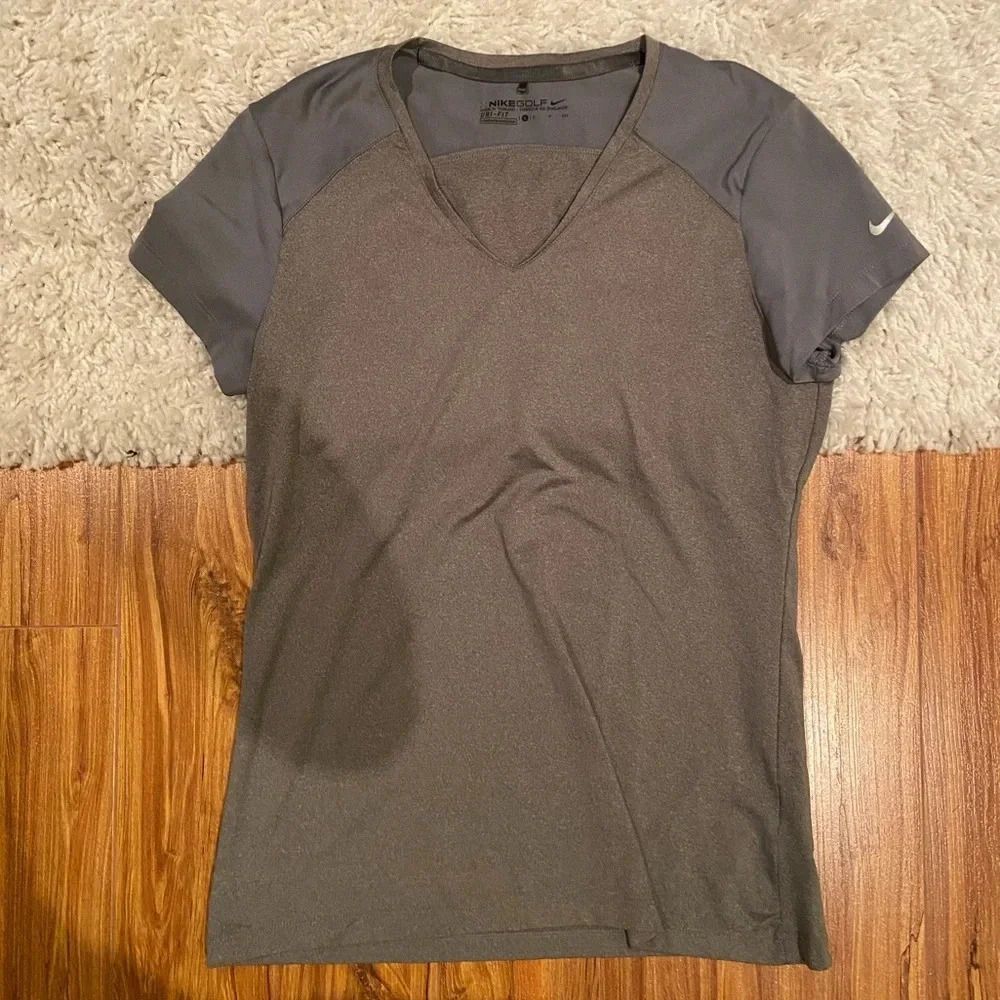 Nike Women’s Short Sleeve Dri-FIT V-Neck Top - Gray